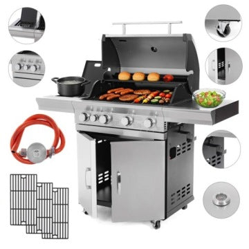 Warmtec SilverFlame 4+1 17,5 kW — grill gazowy z żeliwnym rusztem