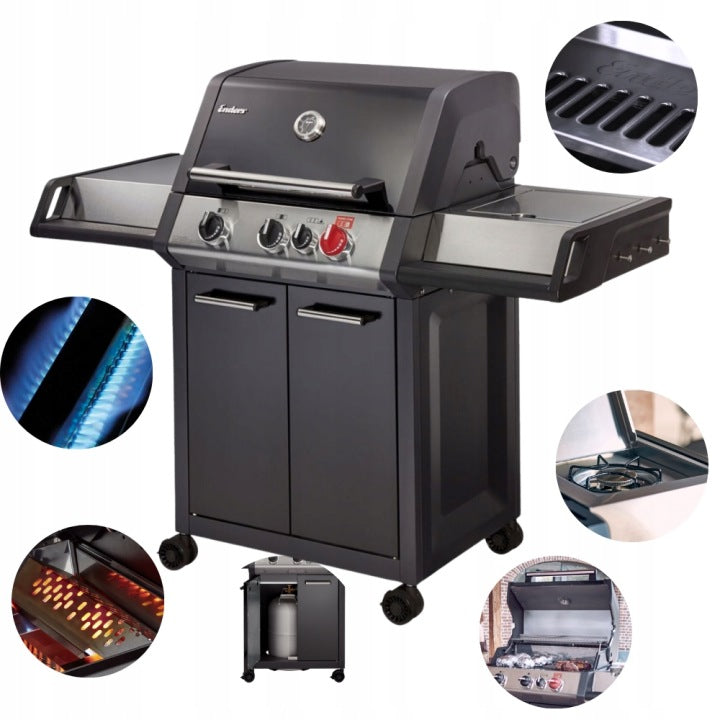 Enders Monroe Black PRO 3K Turbo — grill gazowy z palnikiem bocznym