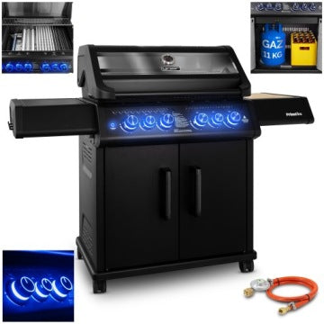Yoer 4+2 20,5 kW — duży grill gazowy z żeliwnym rusztem i szafką
