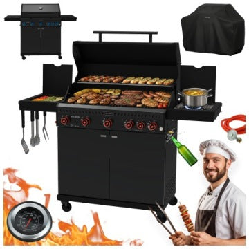 Velaco 17,5 kW — grill gazowy z pokrywą, półkami i pokrowcem