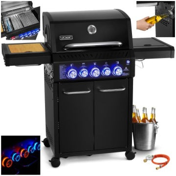 Yoer 3+2 17,65 kW — ogrodowy grill gazowy z żeliwnym rusztem